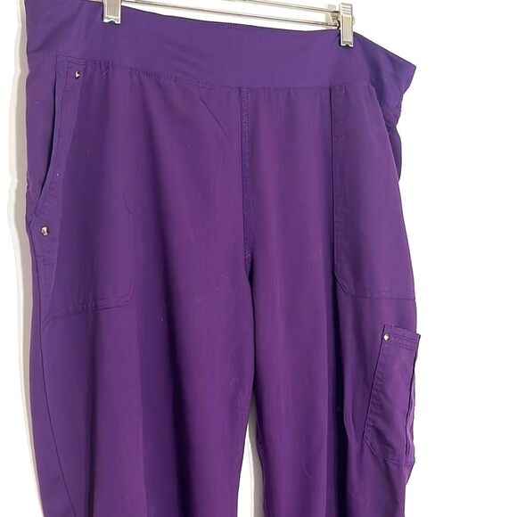 Healing Hands Scrubs Pants 5 Pocket Purple Label Cargo Tori Yoga Size XL Grape - Picture 4 of 11